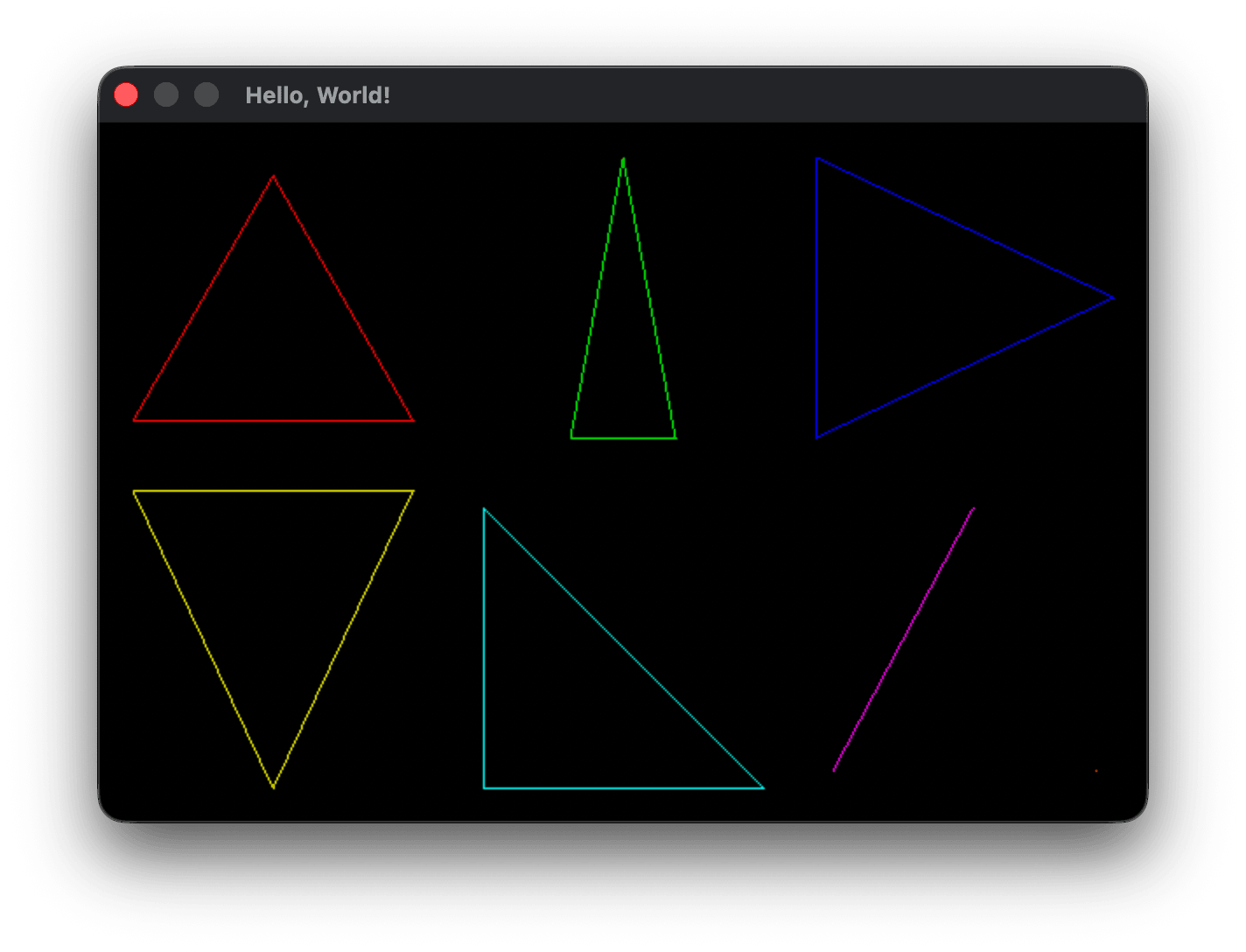 Various colored triangle test cases